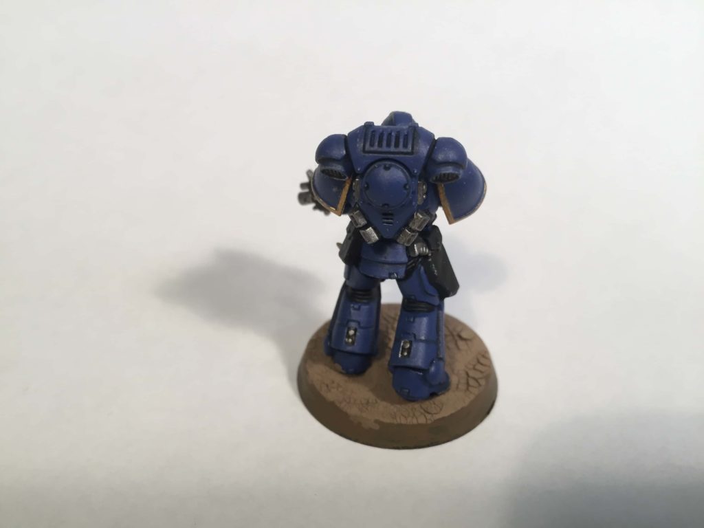 Space Marine Intercessor normally painted from behind