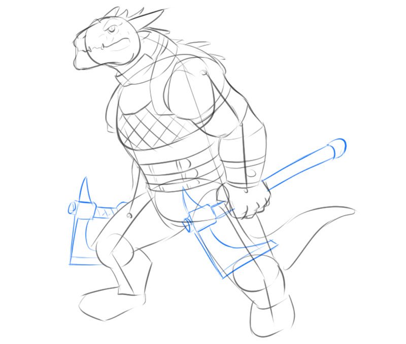 how to draw a dragonborn d&d step by step