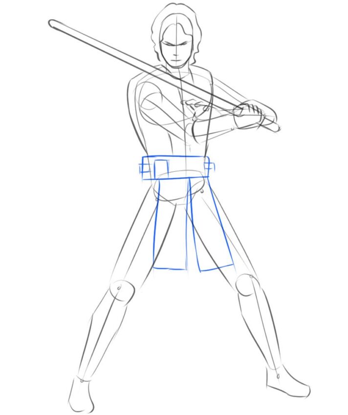 how to draw anakin with lightsaber
