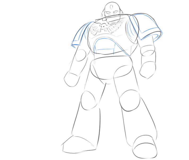 how to draw space marine easy step by step