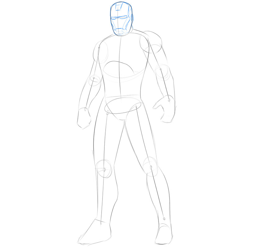 how to draw iron man from avengers easy