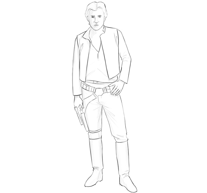 how to draw Han Solo