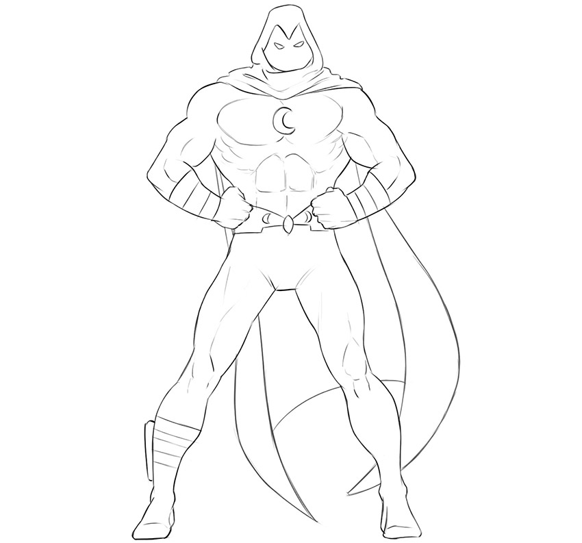 how to draw moon knight