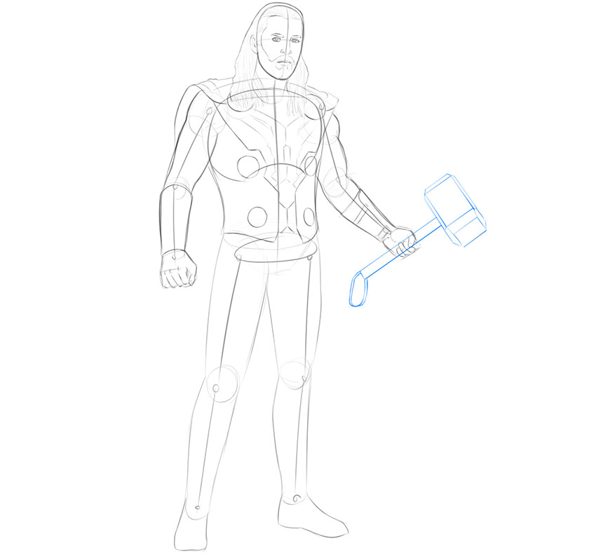 how to draw thor hammer